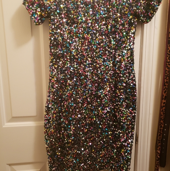 Sparkly Gianna Bini Multicolored Sequin Dress - Picture 3 of 5